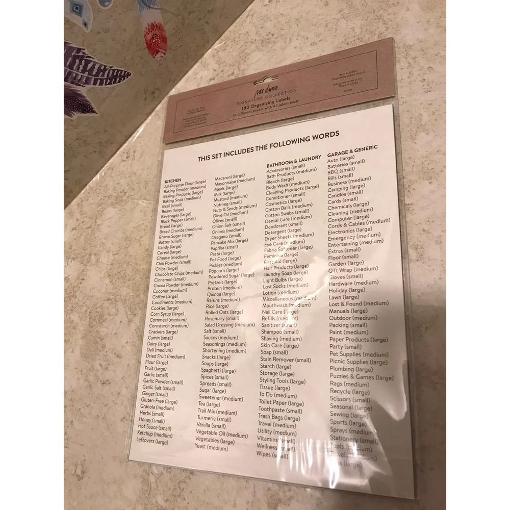 Rae Dunn Organization Labels